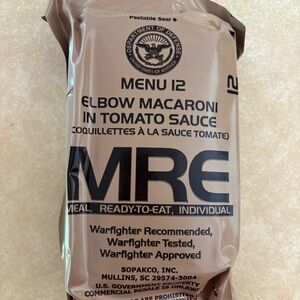 MRE (5) Menu 12 Elbow Macaroni in Tomato Sauce